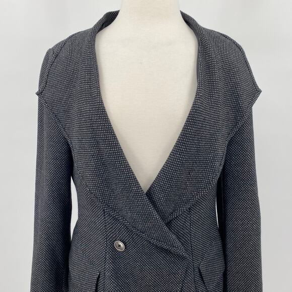 Victor Alfaro Wool Blend Blazer Jacket Double Breasted Oversized Collar Gray 8 - Picture 3 of 9